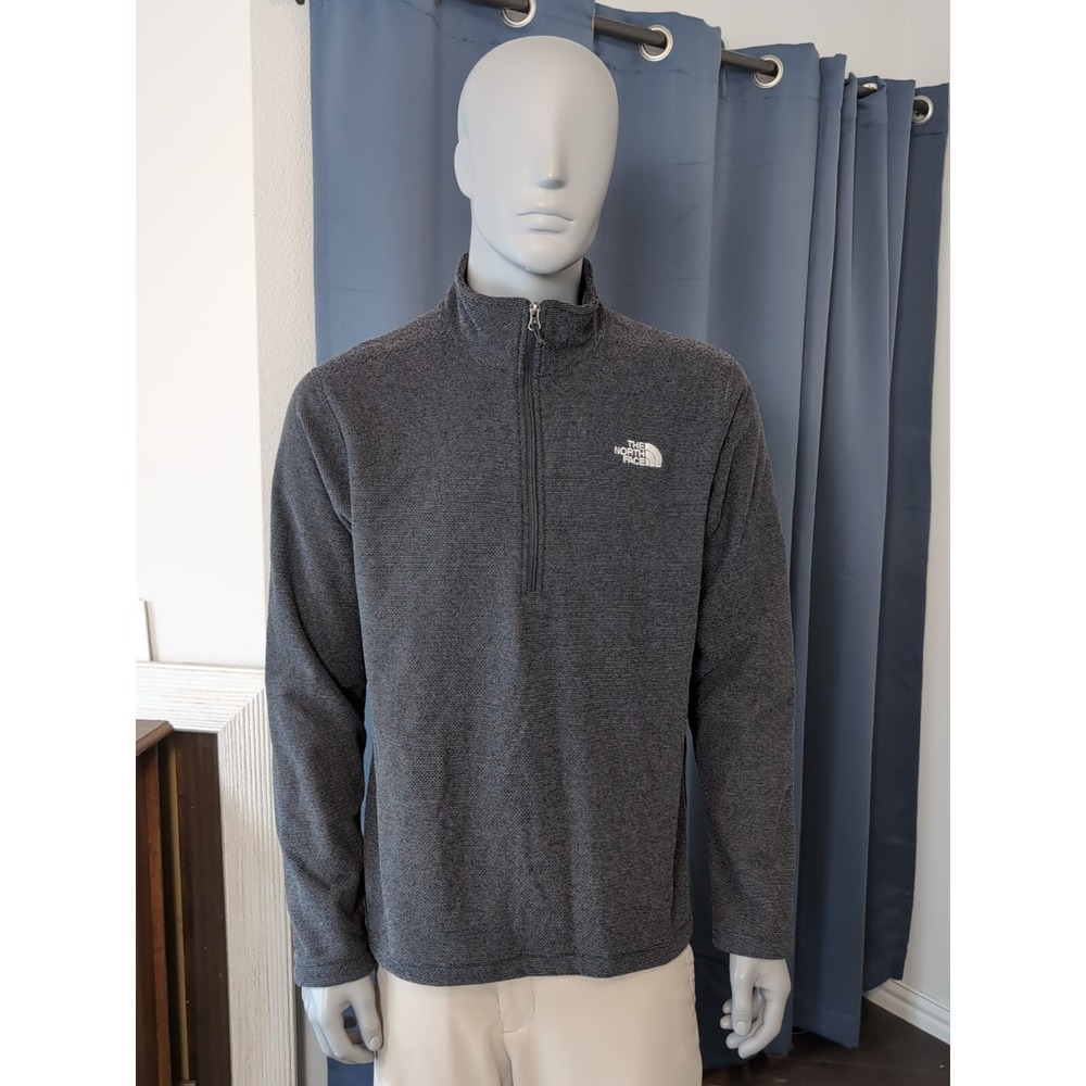 The North Face Textured Cap Rock 1/4 Zip Pullover Mens Large Gray Fleece - Picture 3 of 11